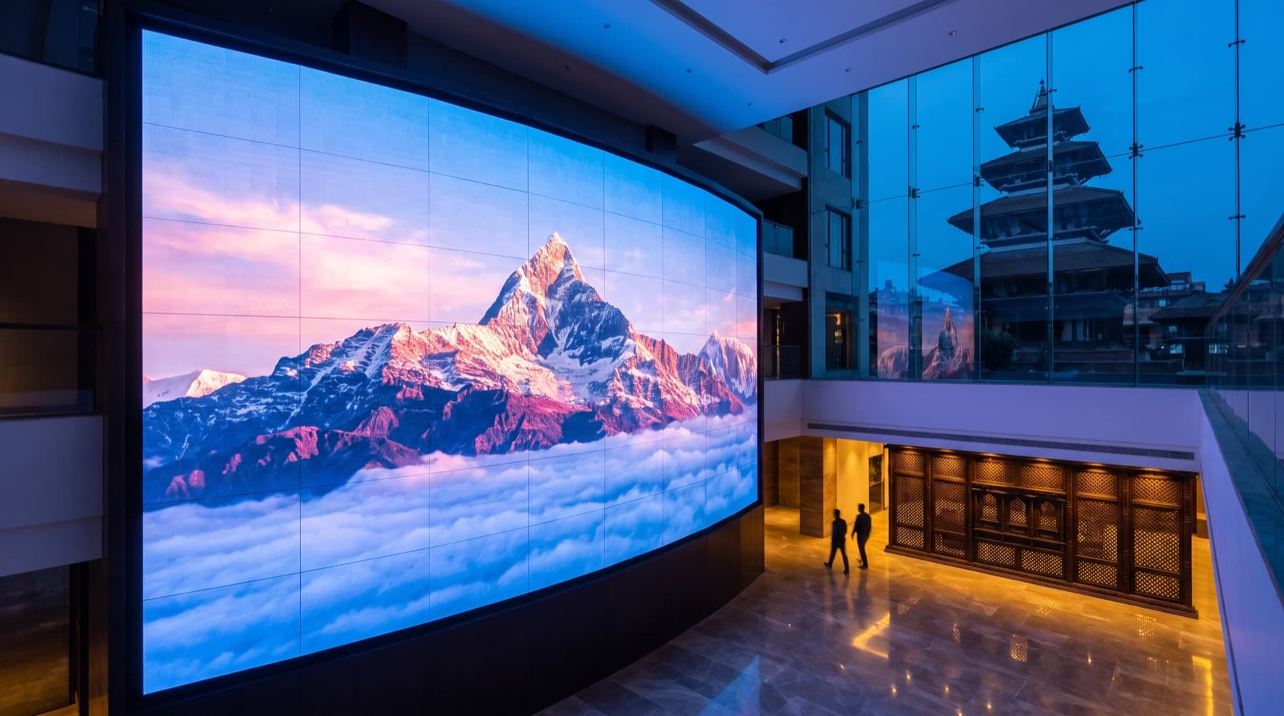 LED video wall in a Kathmandu atrium
