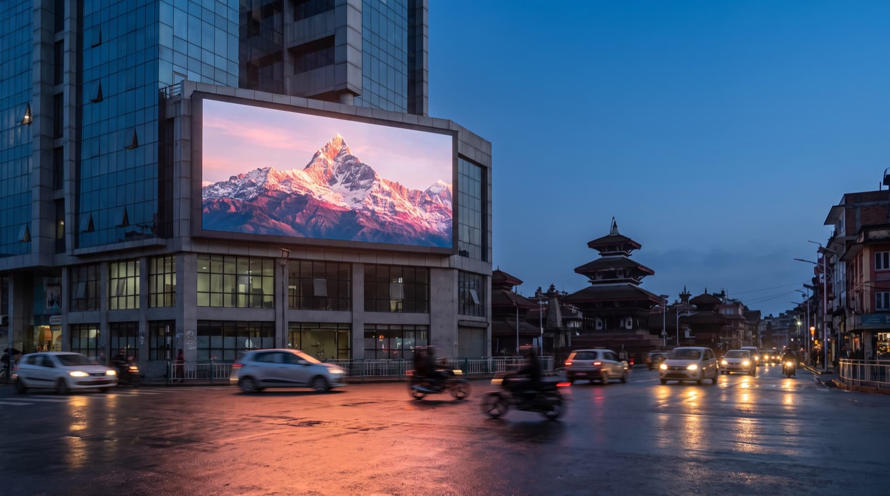Outdoor DOOH & Billboards — illustrative scene