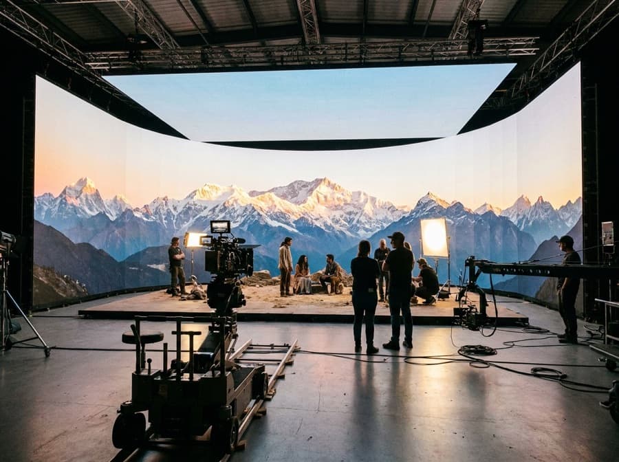 Broadcast Studios & Virtual Production — illustrative scene