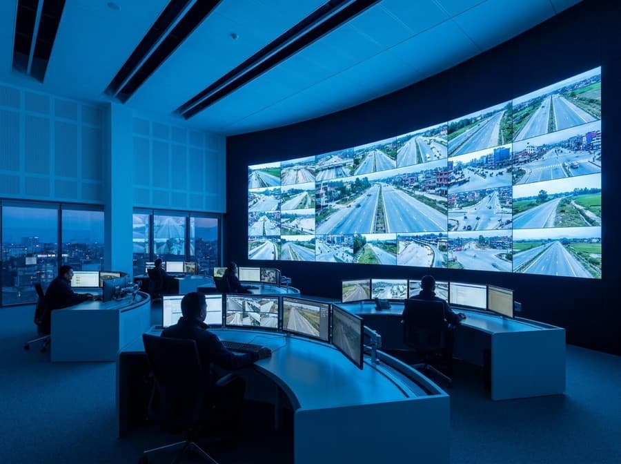 Traffic & highway monitoring — illustrative scene